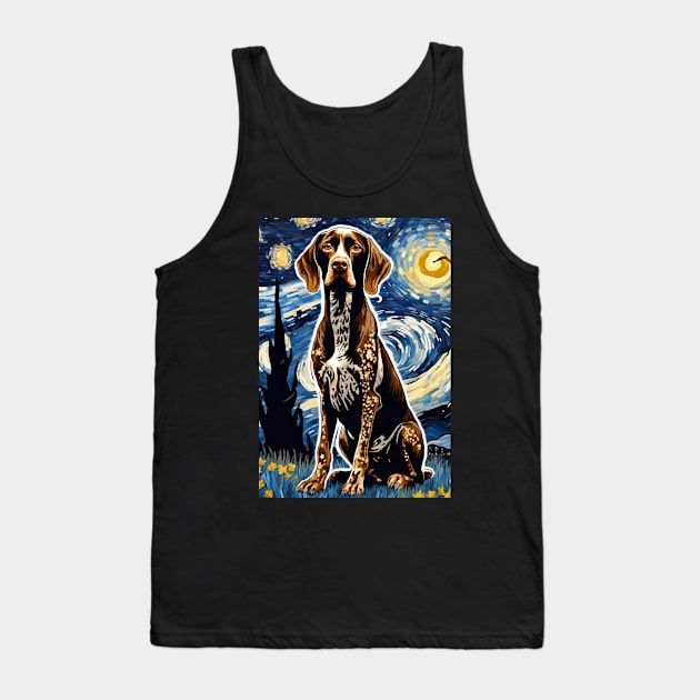 German Shorthaired Pointer Dog Breed Painting in a Van Gogh Starry Night Art Style Tank Top by Art-Jiyuu